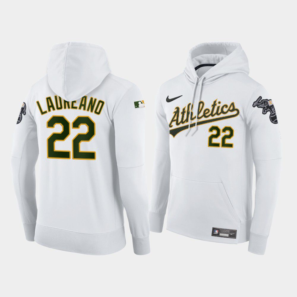 Men Oakland Athletics #22 Laureano white home hoodie 2021 MLB Nike Jerseys